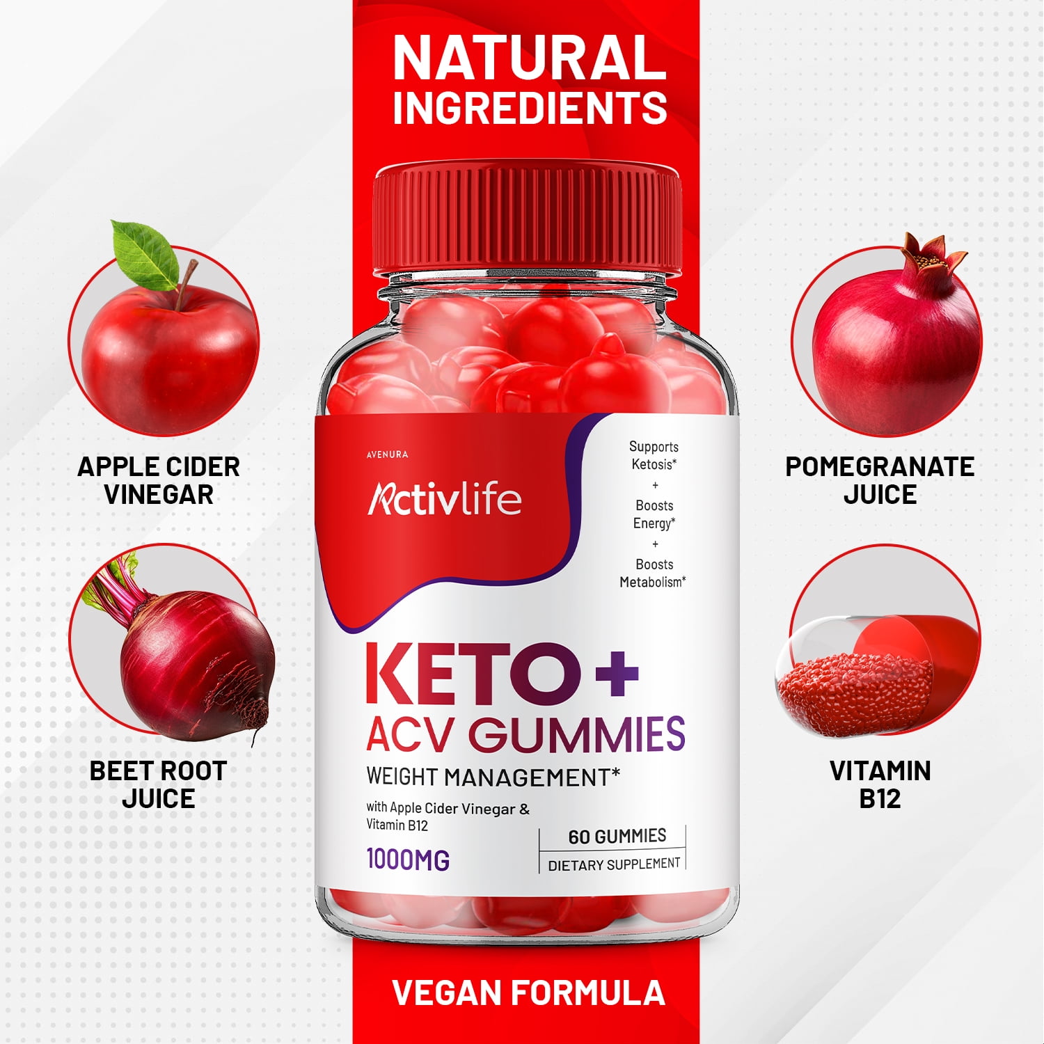 Activlife Keto ACV Gummies Advanced Formula, 3 Pack, 180 Gummies