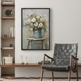 thumbnail image 2 of PixonSign Framed Canvas Print Wall Art Fine Art Still Life White Daisy Flowers Nature Wilderness Illustrations Modern Art Botanical Floral Farmhouse/Country Relax/Calm/Cozy - 16"x24" Black, 2 of 5