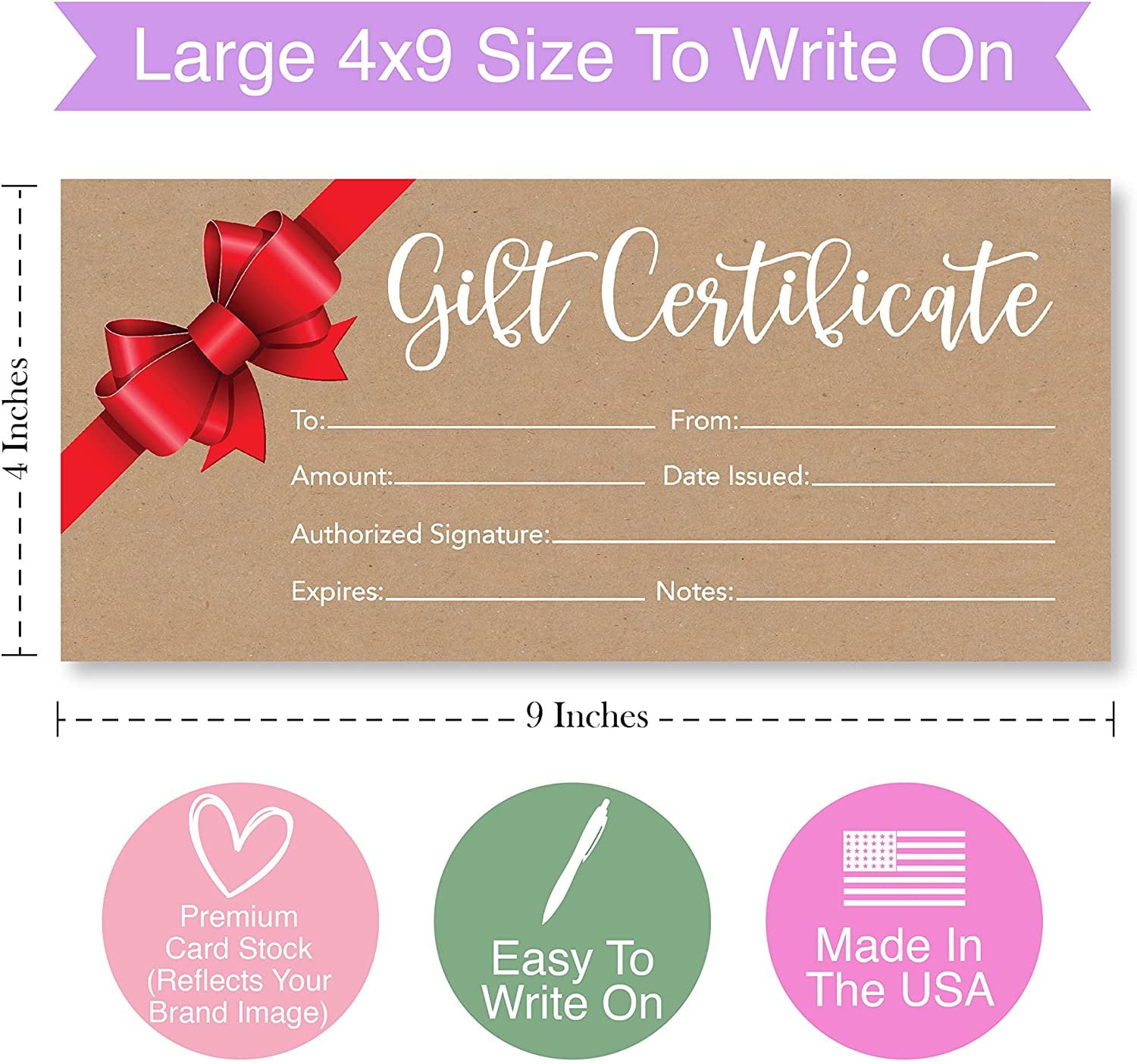 Paper Gift Certificates Blank Coupons 4X9 Inch 25 Generic Gift Certificates Holiday Gift Cards Blank Rustic Blank Gift Certificates for Business Supplies Blank Gift Cards for Spa Gift Vouchers 