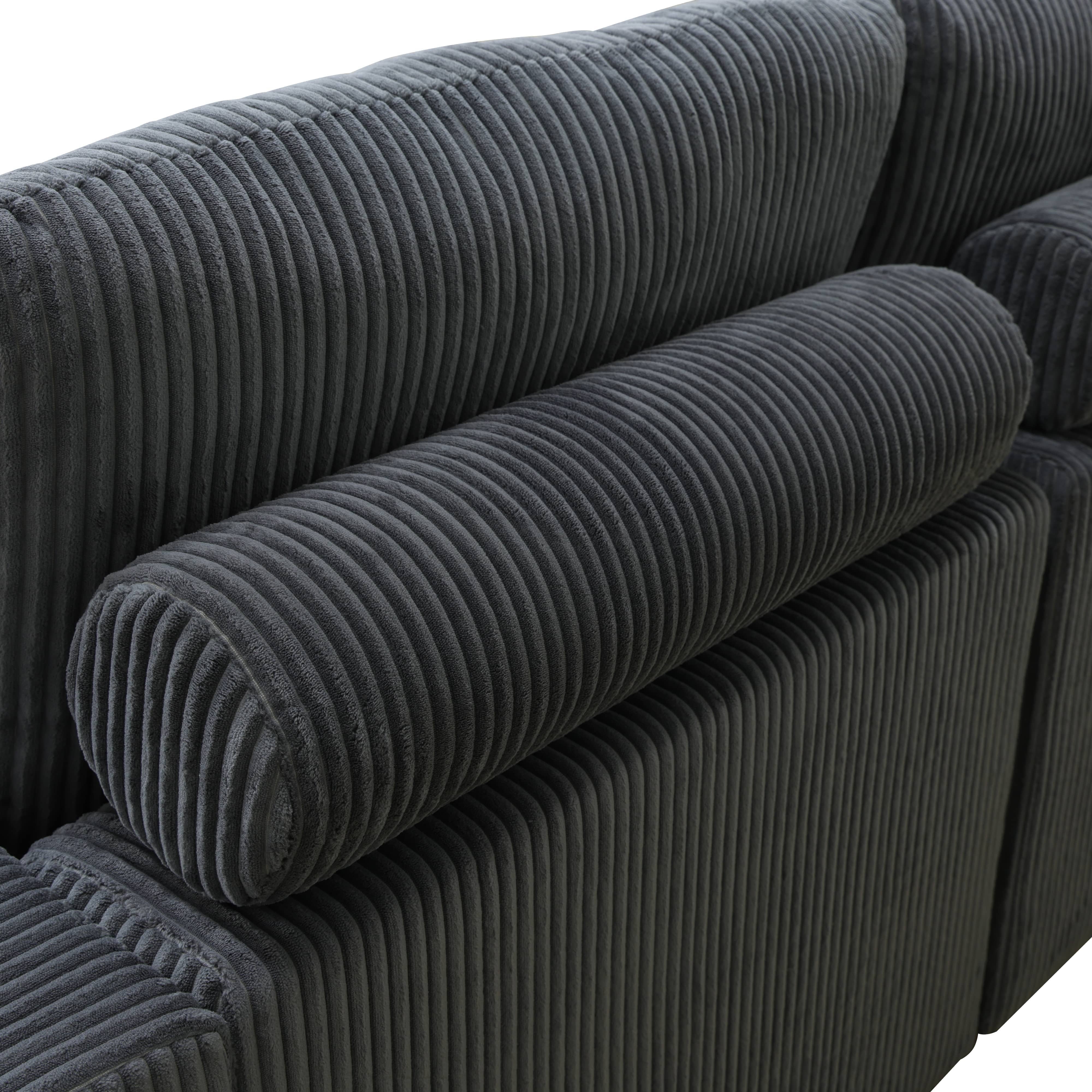 MAYEERTY Dark Gray Corduroy Living Room Sofa Set