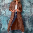 thumbnail image 4 of Fesfesfes Women Casual Solid Color Round Neck Bubble Knit Cardigan Long Coat Sweater Outerwear Cozy Fall Winter Loose Comfortable Warm Soft Fashion Layered Tunic Tops(Brown#1,M), 4 of 4