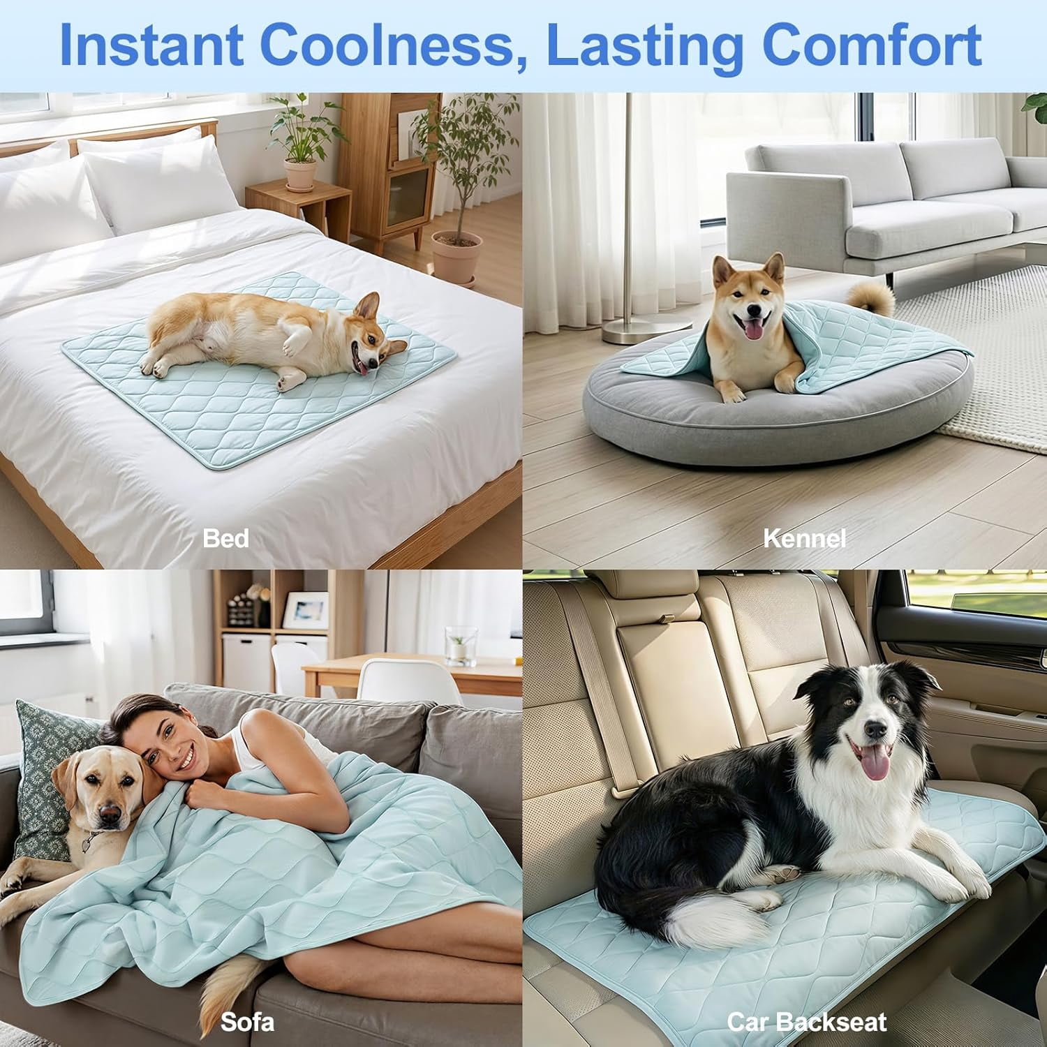 Tivray Cooling Dog Blanket, Q-MAX>0.4 Cooling Blanket for Dogs, Washable Lightweight Quilt for Pets, Summer Cool Throw for Hot Sleepers, 50"×60", 2XL, Blue
