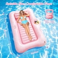 thumbnail image 2 of Tumbona inflable para adultos Pool Float MoKo con barra de hielo en forma de hoja rosa, 2 of 7