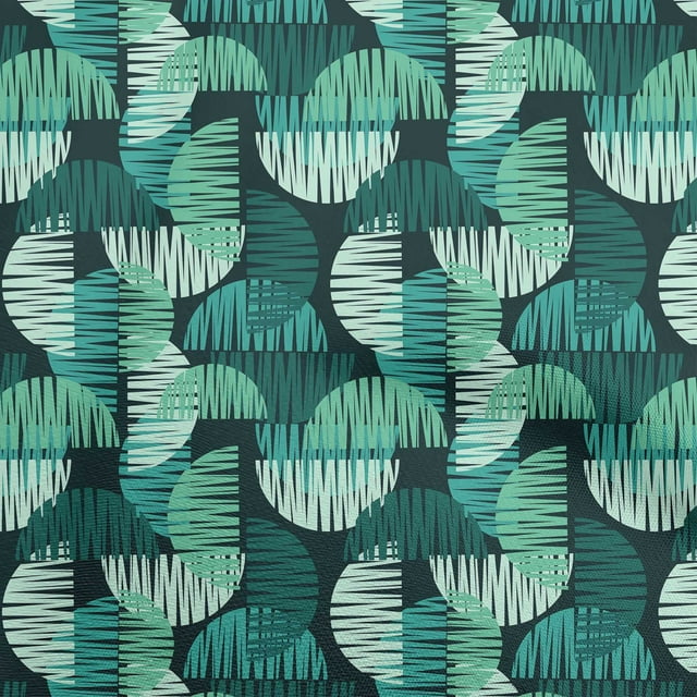 oneOone Polyester Lycra Teal Green Fabric Semi Circle Sewing Material Print Fabric By The Yard 56 Inch Wide