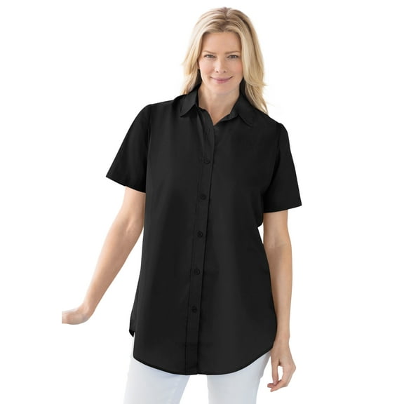 Woman Within Plus Size Petite Perfect Short Sleeve Shirt