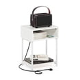 thumbnail image 2 of Furinno Moretti 3-Tier White End Table with Charging Station, Metal Frame Side Table with USB and Type-C Charging Port, Night Stand, Bedside Table for Living Room, Bedroom, Plain White, 2 of 6