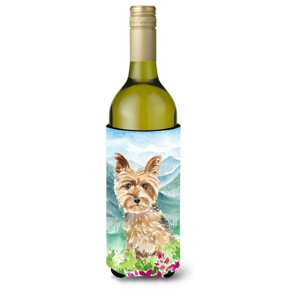 Carolines Treasures CK2512LITERK Mountian Flowers Yorkshire Terrier Yorkie Wine Bottle Beverage Insulator Hugger  Wine