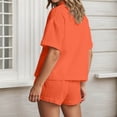 thumbnail image 5 of ibiyuan Women Suits 2 Piece Set Women's Casual Summer Shorts Set Comfortable Two Piece Outfit Button Down Shirt with Pocket Shorts Versatile Spring Wear, 5 of 7