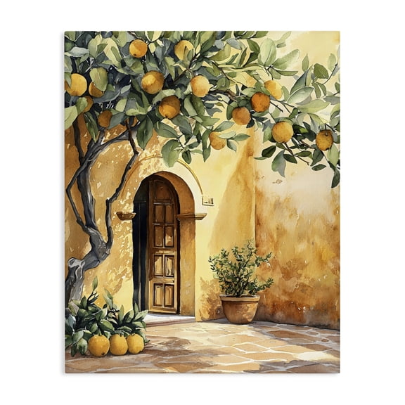 Stupell Industries Traditional Mediterranean Courtyard Lemon Tree Canvas Art, 16 x 20, by LSR Design Studio