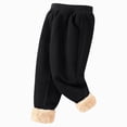 thumbnail image 4 of 11-12T Tween Kids Fall Winter Thick Sherpa Lined Sweatpants Elastic Waist Cuffed Fleece Lined Loose Casual Pants with Side Pockets for Boys Girls 3-14 Years School Indoor Daily Wear,Black, 4 of 9