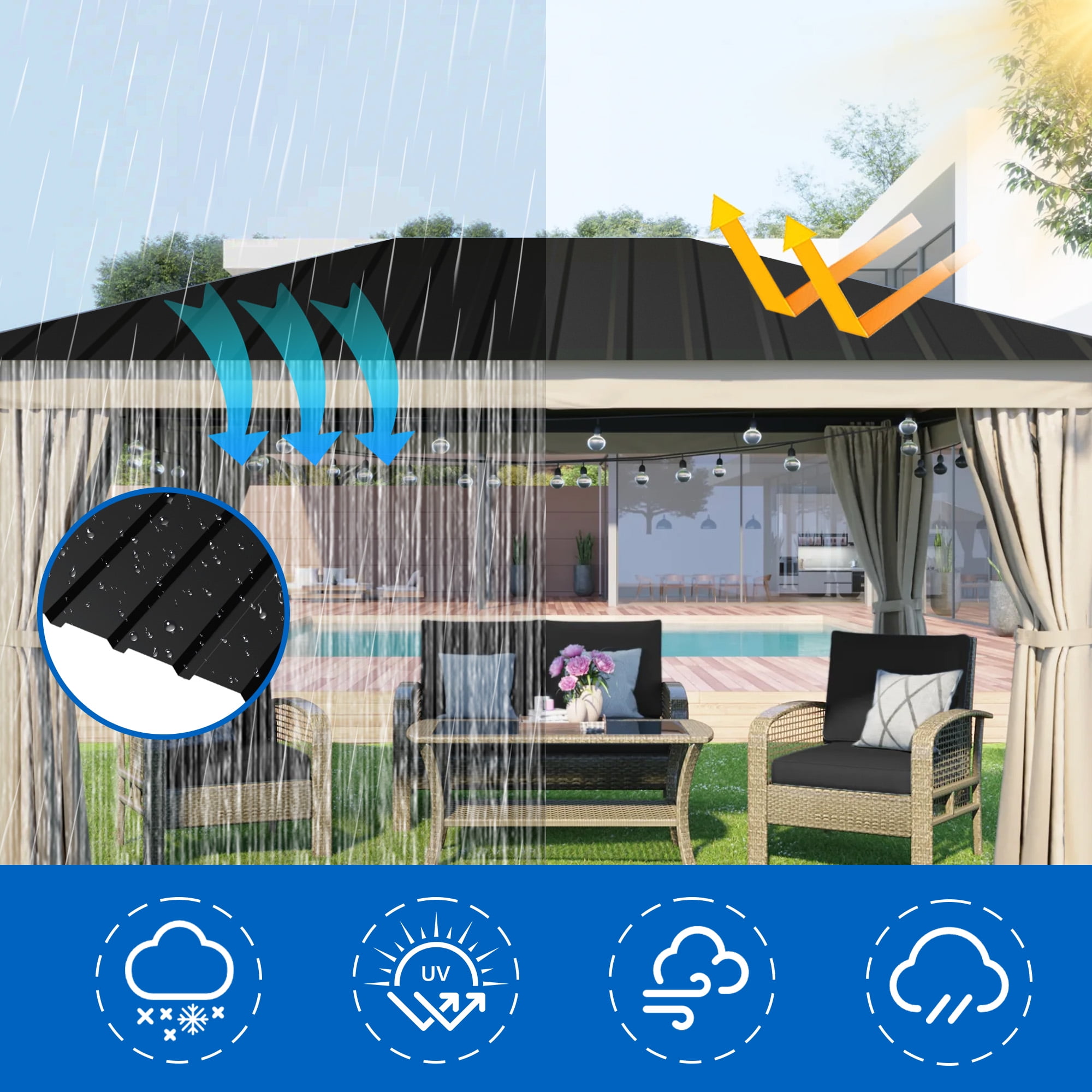 Miniyam 25 pcs 73" x 18" Metal Roof Panel for Carport, Gazebo Roof, Exterior Siding, Tool Shed Roof, Chicken Coop Roof, Carport Roof, House Roof