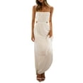 thumbnail image 1 of Faithtur Robe Cami d'Été pour Femmes Couleur Unie Bretelles Spaghetti Taille Découpée Dos Ouvert Longue Robe, 1 of 9