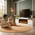 thumbnail image 3 of 70" White Engineered Wood TV Stand with Electric Fireplace Fits Up to 75" TVs, 3 of 7