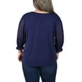 thumbnail image 3 of NY Collection Women's Plus Size 3/4 Sleeve Ringed Top with Mesh, 3 of 4