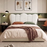 Pinmoco Upholstered Headboard for Queen Beds, Height Adjustable Cloud-shaped Headboard, No-Tools and No-Drill, Starry Beige
