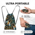 thumbnail image 4 of Honeycomb Bee Starry Bee Honey Packable Drawstring Backpack, Lightweight Foldable Cinch Storage Bag for Gym Travel Shopping, 4 of 6