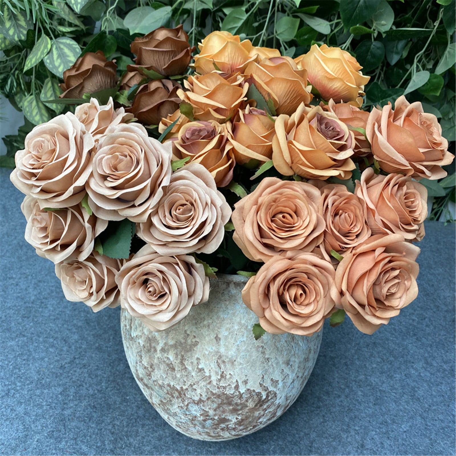FXMLRLK Artificial Roses Flowers, 9 Heads Realistic Long Stem Fake Roses Faux Silk Flowers for DIY Bouquets Wedding Centerpieces Arrangements Home Party Decor, 1-White