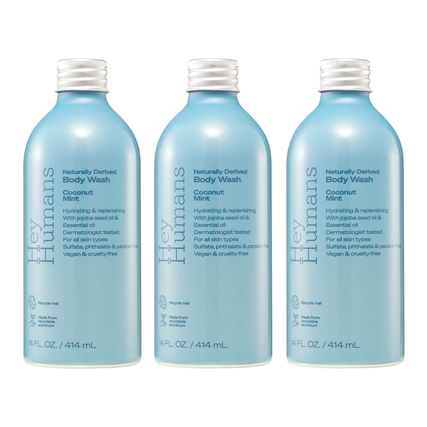 Hey Humans Body Wash Coconut Mint 14 fl oz (Pack of 3)