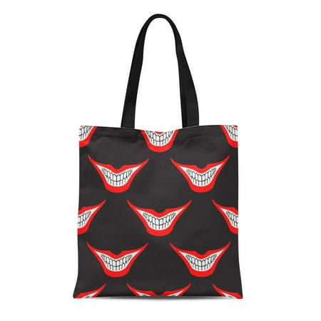 - SIDONKU Canvas Tote Bag Evil Clown Playing Joker Smile Pattern Creepy Spooky Scary Durable Reusable Shopping Shoulder Grocery Bag