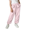 thumbnail image 2 of zbxnLI Girls Casual Pants Elastic Waist Ruffle Wide Leg Pants Fashion Cute Loose Trousers for Kids 2-12 Years, 2 of 8