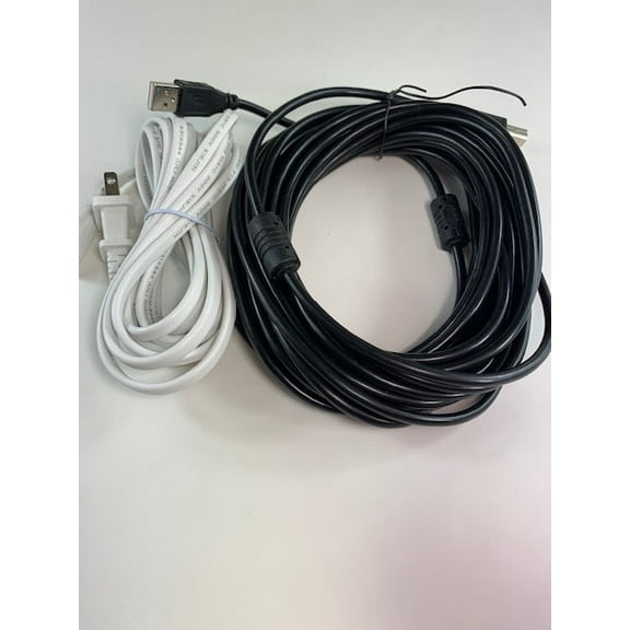 [UL Listed] OMNIHIL White 5FT AC Power Cord 30FT USB-B Cable Compatible with Canon PIXMA TS8320 Printer