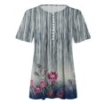 thumbnail image 4 of TSADFHJI Chandail en Molleton Col Rond pour Femmes T-Shirt Confortable Tunique Col en V Boutons Blouse Manches Courtes Tops d'Été L Gris, 4 of 5