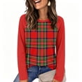 thumbnail image 4 of Women Raglan Sleeve Tops Plaid Thermal Crewneck Casual Long Sleeve Shirt, 4 of 5