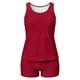 thumbnail image 4 of Traje de baño conservador de dos piezas para mujer, tankini, con sujetador acolchado, sin mangas, cuello redondo, de dos piezas, color liso, traje de baño de dos piezas para mujer, trajes de baño tank, 4 of 9