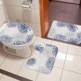 thumbnail image 4 of Blue White Bath Mat 3 Piece Bathroom Rug Set, Abstract Grey Chrysanthemum Flower Floral Non Slip Bath Rug Contour Mat and Toilet Lid Cover, Absorbent Shower Mats Soft Bath Rugs and Mats Sets, 4 of 8