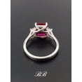 thumbnail image 3 of 9x7mm Lab Ruby Emerald Step Cut, Trellis Three Stone Ring, Sterling Silver or Gold, Made to Order, Jewelry Gift, 3 of 3