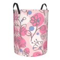 thumbnail image 2 of XMXT Collapsible Laundry Basket, Flowers Floral Pink Stamp Waterproof Laundry Hamper, 40L Pink, 2 of 8