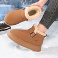 thumbnail image 6 of Lovzfmll Winter Boots for Women, Plus Size Snow Boots Round Toe Chunky Heel Winter, Chunky Low Heel Round Toe Booties Warm Casual Brown Boots, 6 of 9
