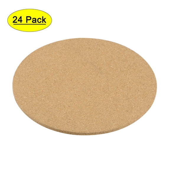 Uxcell Round Cork Coasters Wooden Trivet Drinks Absorbent Mats 24 Pack 6 x 0.15 inch (D*T)