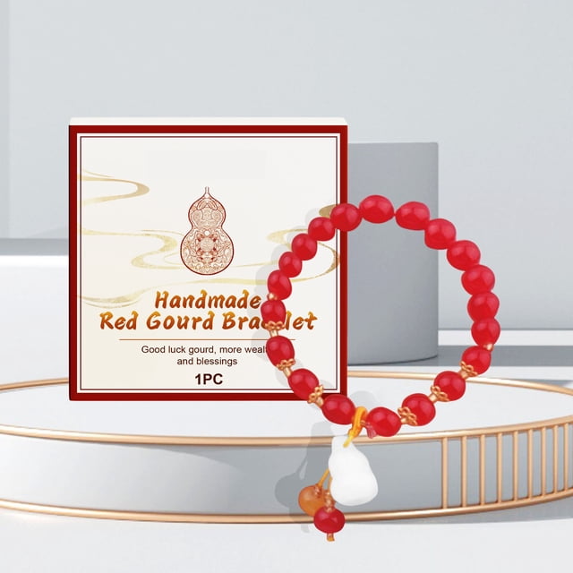 Fiudx Pulsera de Calabaza In Dije, Hilo Rojo Auspicioso para La Riqueza, Joyería Artesanal de Calabaza, Materiales Naturales Que Promueven La Salud, Accesorio de Moda, Símbolo Del Patrimonio Cultural