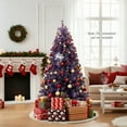 thumbnail image 4 of Patiojoy 6 FT Artificial Tinsel Christmas Tree Pre-lit Xmas Tree w/ 250 Warm White LED Lights Deep Purple Branch Tips, 4 of 10