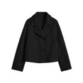 thumbnail image 5 of Hulanddfd Men's Pea Coat Turn Down Collar Double Breasted Short Wool Blend Jacket Casual Fall Winter Outerwear, 5 of 7
