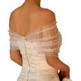 thumbnail image 1 of Wedding Bridal Shoulder Wrap Sheer Shawl With Pearl Beads Shoulder Wrap Elegant Simple Formal Banquets Party Shawl, 1 of 1