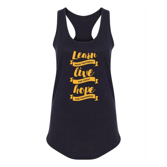 Learn, Live And Hope Quote Racerback Tank Women -Image by Shutterstock, Female Large