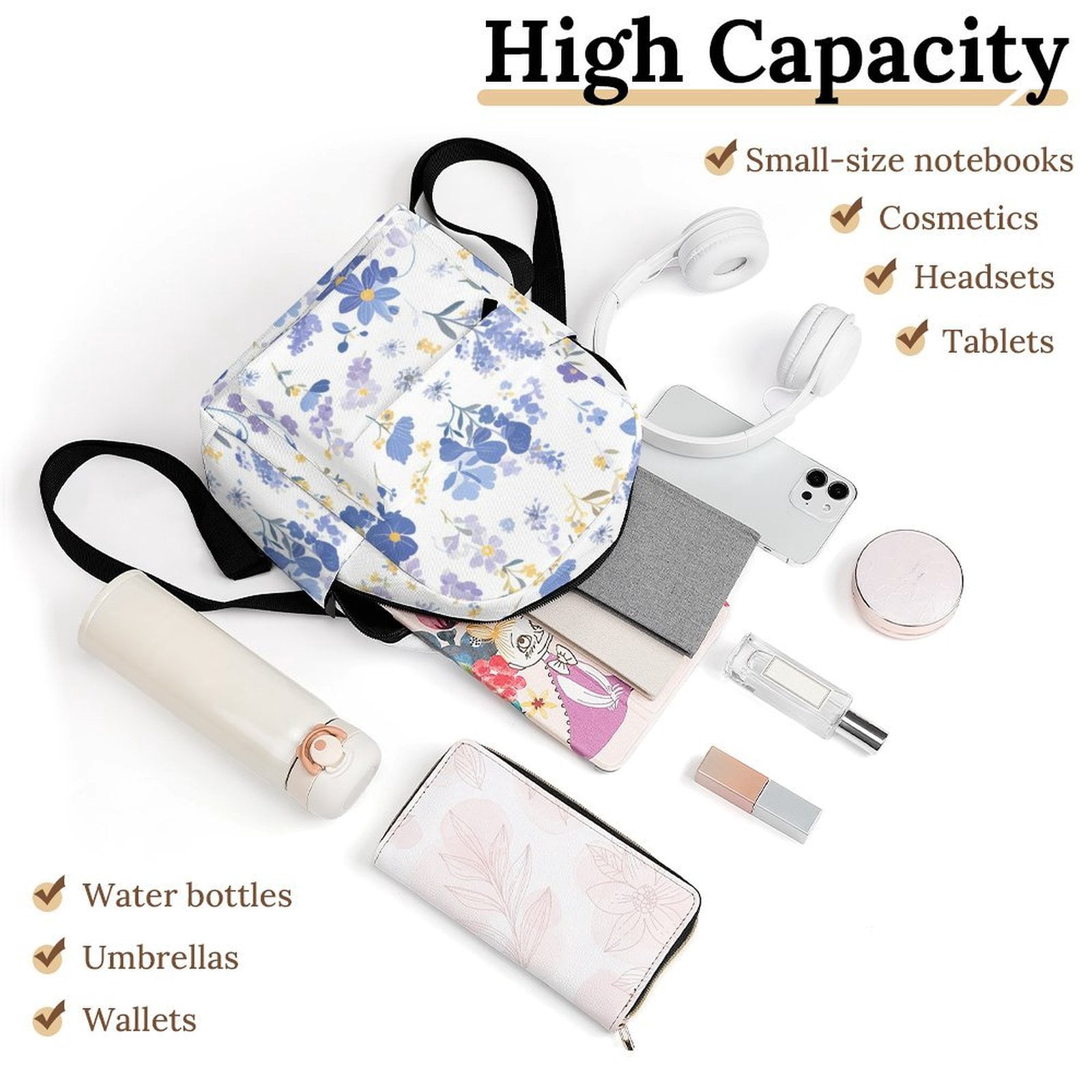 8.1×10in Casual Women'S Backpack With Anti-Contraction And Stretch For Sports Activities Travel Picnics Milk Cow Print Style Lavender_4