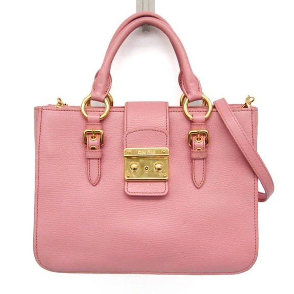 Pre-Owned Miu Miu MADRAS RN0799 Women's Leather Handbag,Shoulder Bag Pink (Good)
