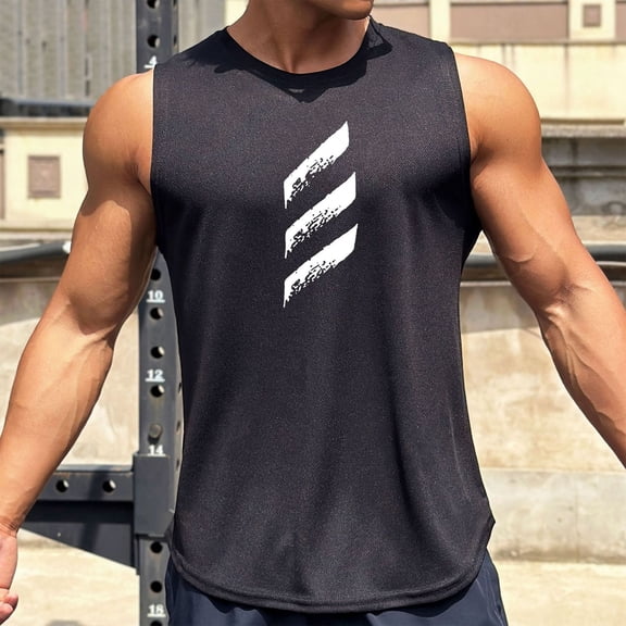 ALLLIST Big And Tall Men's Tank Tops Gym Workout Pullover Color Block Black Breathable Stretch Athletic Shirts for Men Size M-3XL