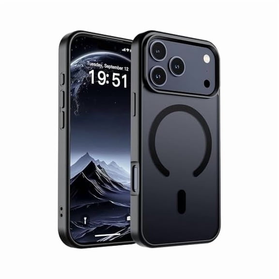 ZHU997 Magnetic for iPhone 17 Pro Case (Compatible with MagSafe)(Military Grade Drop Protection) Translucent Matte Shockproof with Anti-Fingerprint Phone Cover 2025,Black