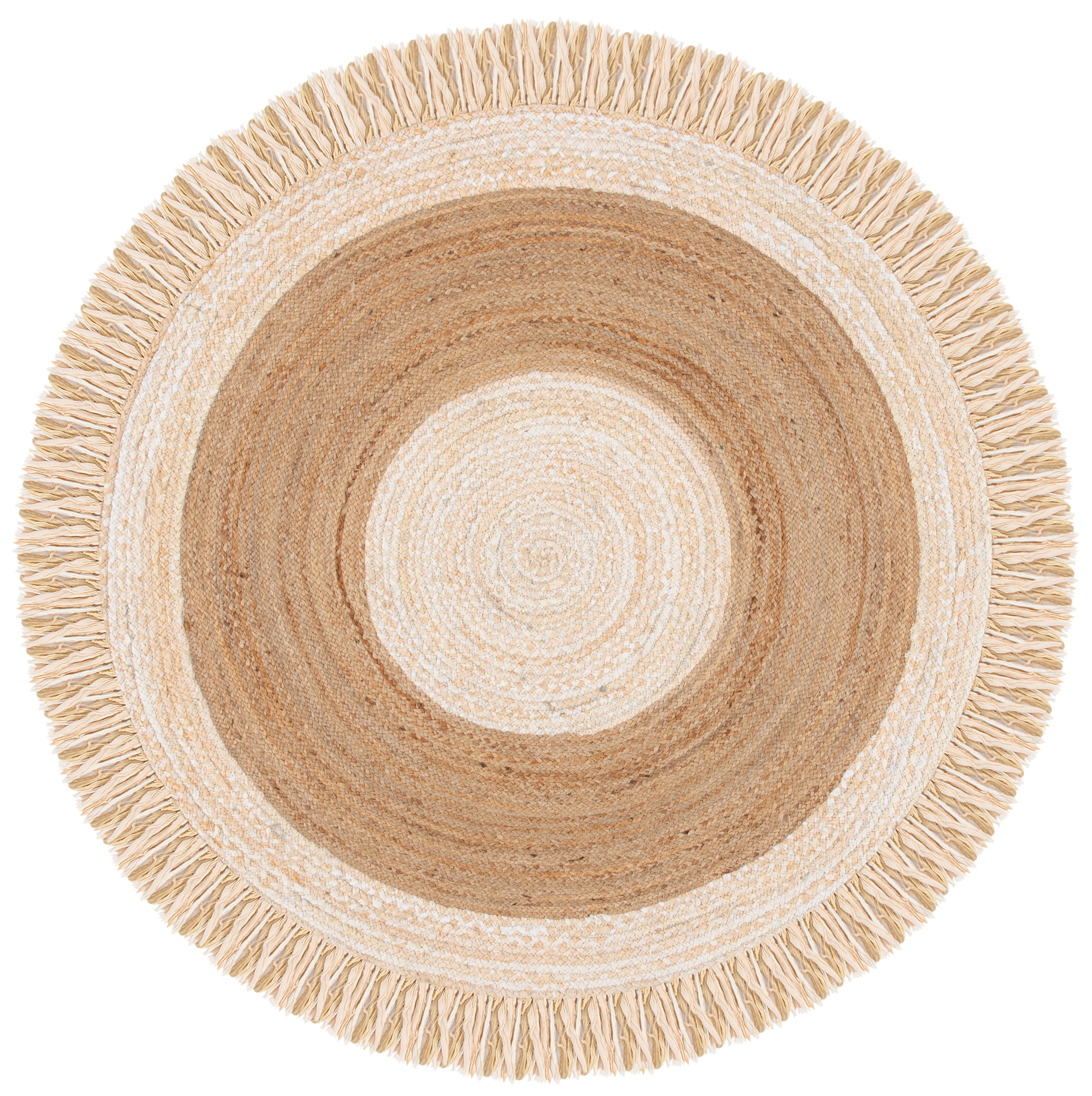 SAFAVIEH Cape Cod Susan Striped Area Rug, Beige/Natural, 5' x 5' Round