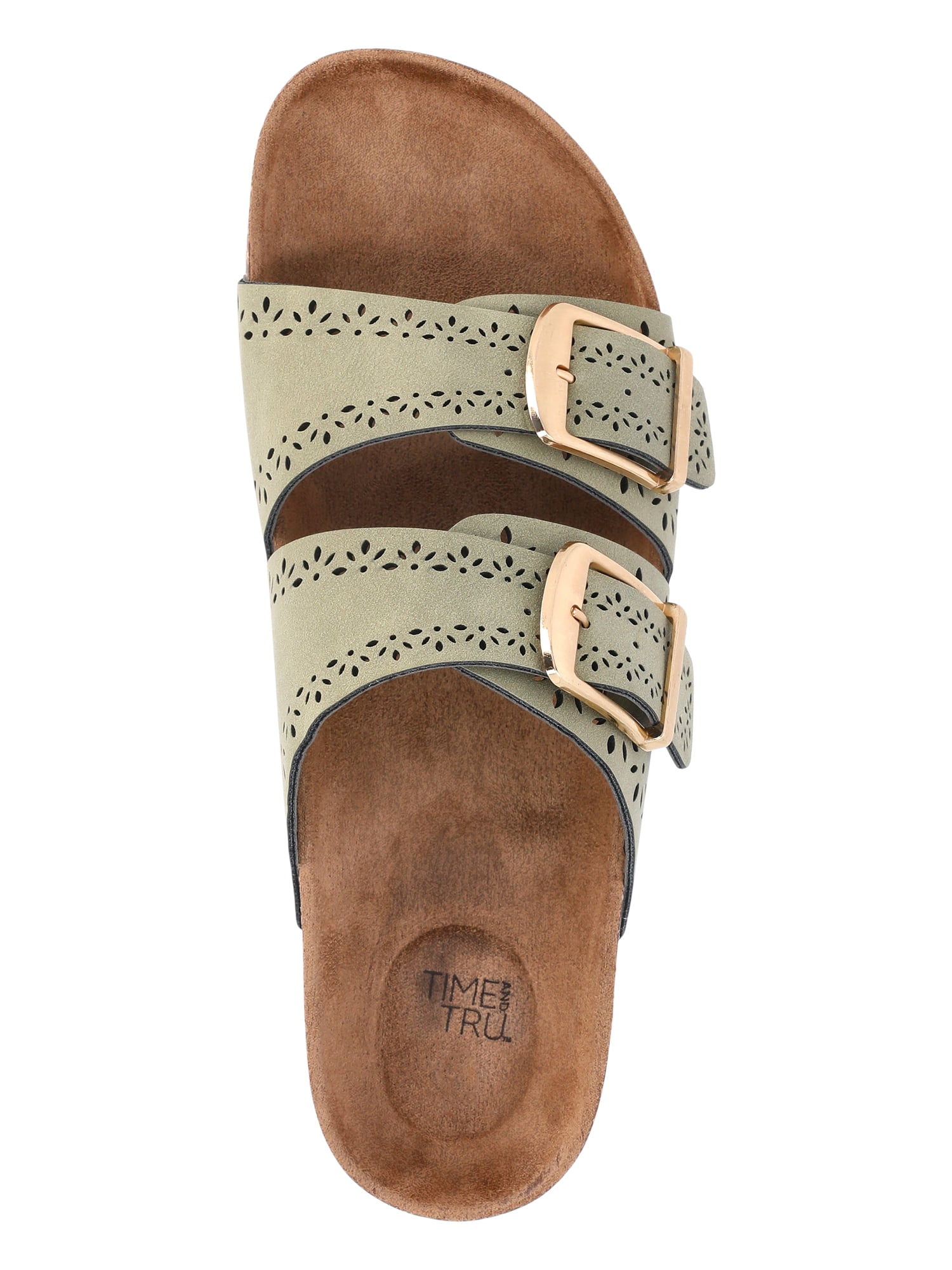 Time and Tru Women's Footbed Slide Sandals (Wide Width Available)
