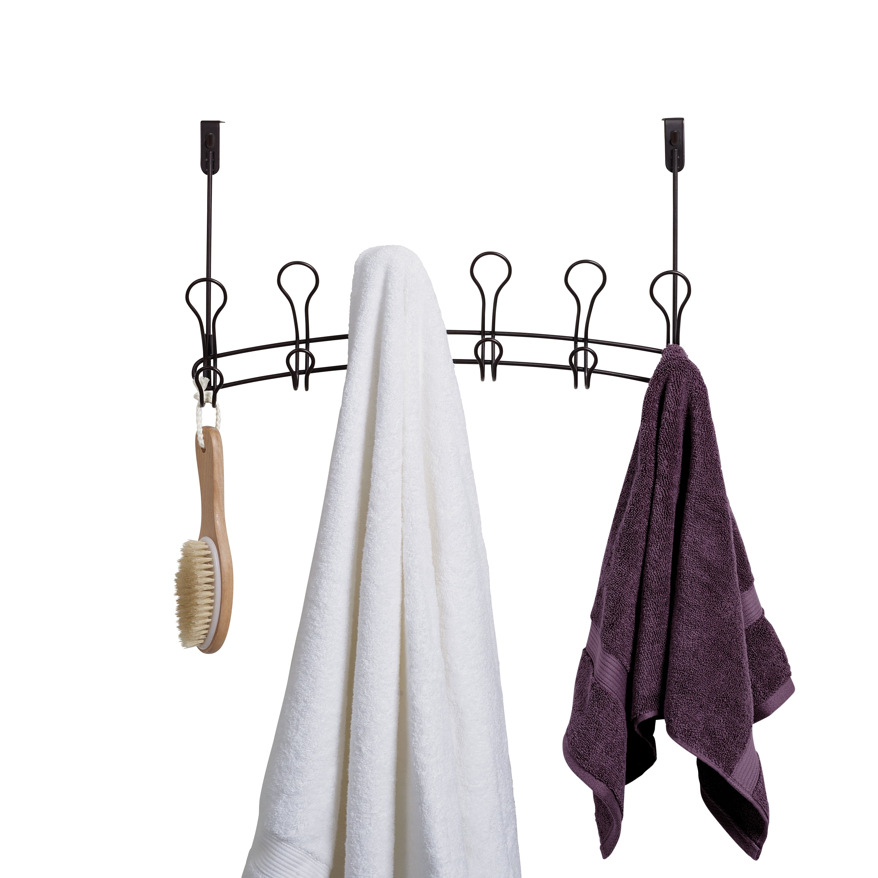 Mainstays SnugFit 6-Hook Over-the-Door Towel and Robe Rack, Oil-Rubbed Bronze