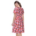 thumbnail image 2 of Bixox Robe d'Été à Manches Courtes pour Femmes Robe Ample Longueur Genou avec Poches-Fraise, 2 of 7