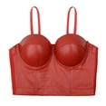 thumbnail image 3 of ELLACCI Faux Leather Bustier Crop Top Gothic Push Up Women's Corset Top Bra Red Medium, 3 of 7