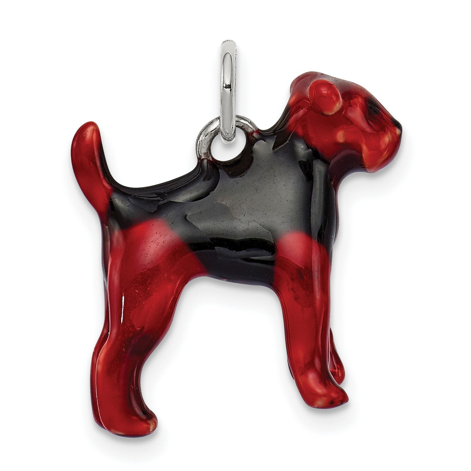 Sterling Silver Solid Enameled Airedale Dog Charm