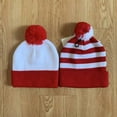 thumbnail image 4 of COUVER Striped Knit Warm Beanie with or without Pom Pom Winter Hats (Red / White), 4 of 8