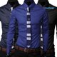 thumbnail image 3 of virginia moda hombres Argyle lujo estilo de negocios Slim Fit manga larga Casual vestido camisapangjing, 3 of 4